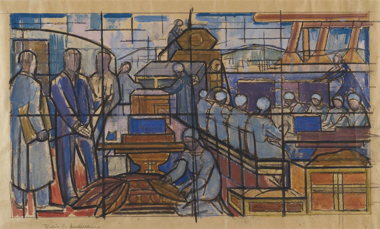 Entwurf für das Glasbild der Austria Tabak.